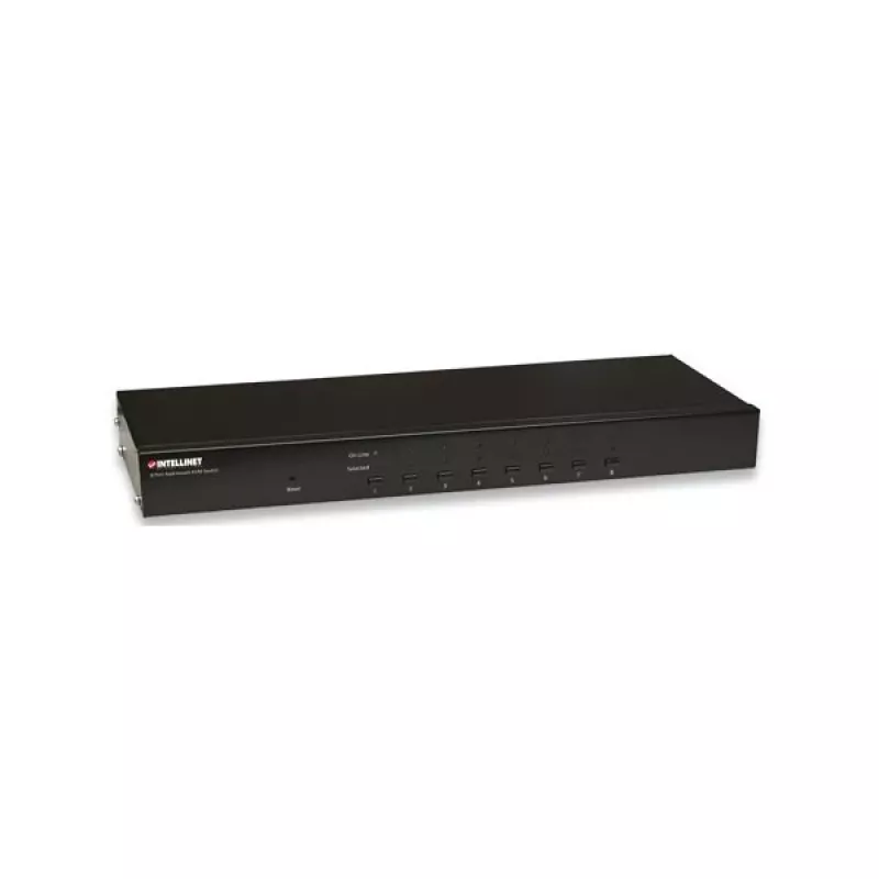Intellinet 8 portu statnes KVM slēdzis, kombinēts USB + PS/2, ekrāna displejs, komplektā kabeļi (EU 2 kontaktu spraudnis)