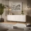 Kumode Cama LUCCA 4D, 200x40x80 cm, balta, kokskaidu plātne, 16 mm rāmis