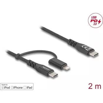 USB kabelis DeLOCK 81171 2m USB C USB C/Lightning melns