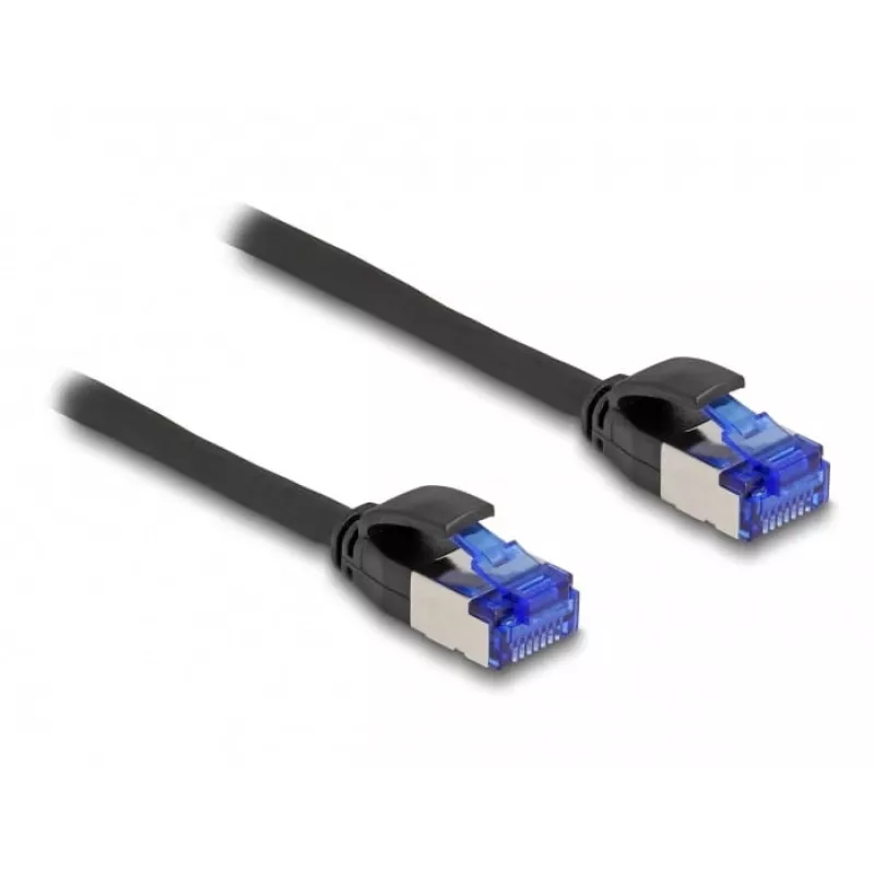 Tīkla kabelis DeLOCK RJ45 Cat.6A S/FTP plāns 0,25 m melns