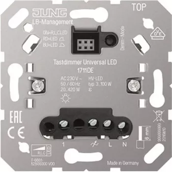 Jung 1711DE Universal LED dimmera slēdzis, grozāma/spiežama vadība, LED lampām