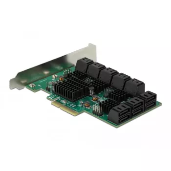DeLOCK 16 port SATA PCI Express x4 karte 6 Gbit/s zaļa pelēka