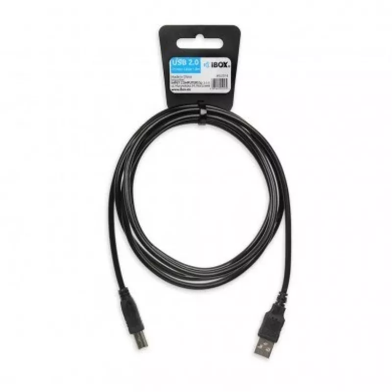 USB kabelis IBOX IKU2D 1,8 m — USB A uz USB B, USB 2.0, melns