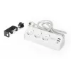Strāvas sadalītājs DIGITUS 3-vietīgs ar 2×USB-A un 1×USB-C, 3 maiņstrāvas rozetes tips E/F, 1,5 m kabelis, balts