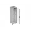 19 collu 42U LANBERG stāvošs statņu skapis 600×600 mm pelēks ar stikla durvīm un LCD (plakanā iepakojumā)