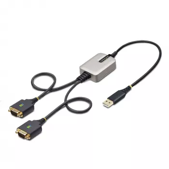 StarTech.com 60 cm 2 portu USB–seriālā adaptera kabelis, maināmas DB9 skrūves/uzgriežņi, COM saglabāšana, USB-A uz DB9 RS232, FTDI, 4. līmeņa ESD aizsardzība, Windows/macOS/ChromeOS/Linux – izturīga TPE konstrukcija