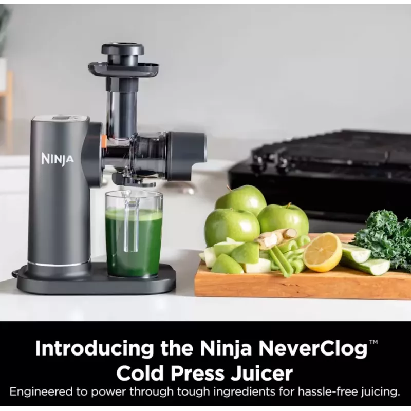 NINJA Aukstās preses sulu spiede | Neverclog JC151EU | Tips Aukstās preses sulu spiede | Pelēka | 150 W | Ātrumu skaits 1