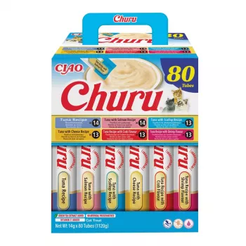 Mitrā kaķu barība INABA Churu 80P Tunas recepte — 80 tūbiņas x 14 g