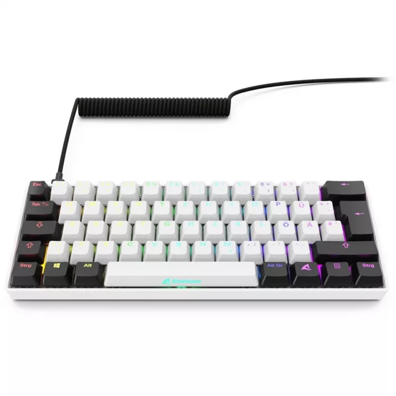 Sharkoon SGK50 S4 tastatūra Mājas USB QWERTZ Vācu Balta RGB LED 60%