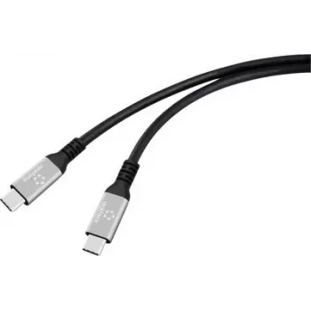 Renkforce USB-C kabelis USB4 spraudnis melns alumīnija spraudnis silikons (RF-6820206)