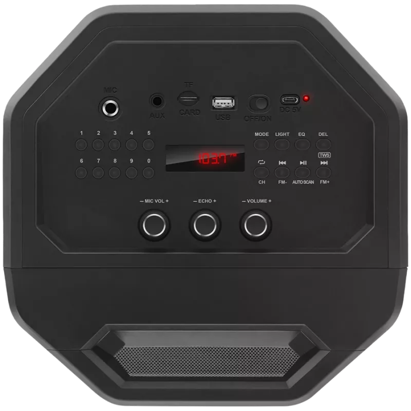 Skaļrunis SVEN PS-600, melns (50W, TWS, Bluetooth, FM, USB, microSD, LED displejs, 4000mAh)