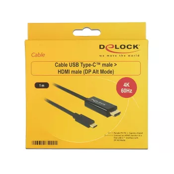 Video kabeļa adapteris DeLOCK 85290 USB Type-C uz HDMI 1m melns