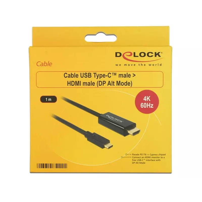 Video kabeļa adapteris DeLOCK 85290 USB Type-C uz HDMI 1m melns