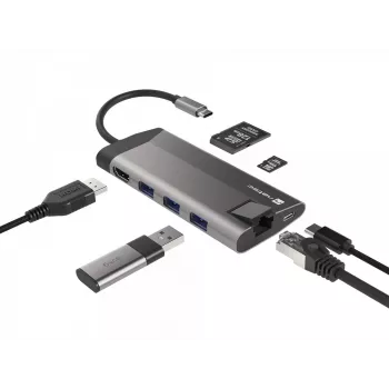 NATEC Fowler Plus USB Type-C Melns pelēka MicroSD SD Hub