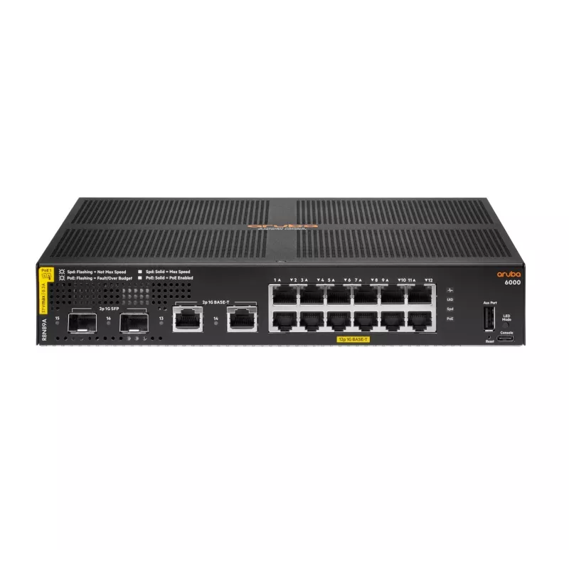 HPE Aruba Networking Aruba 6000 12G Class4 PoE 2G/2SFP 139W pārvaldīts L3