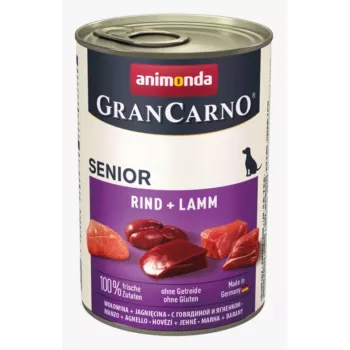 Animonda GranCarno Senior mitrā suņu barība ar liellopu un jēra gaļu, 400 g bundža