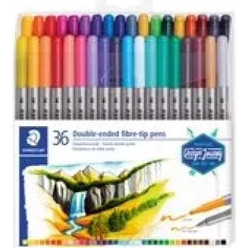 Felt Pen Staedtler 3200 Fine/Extra Bold Multicolour 36 gab.