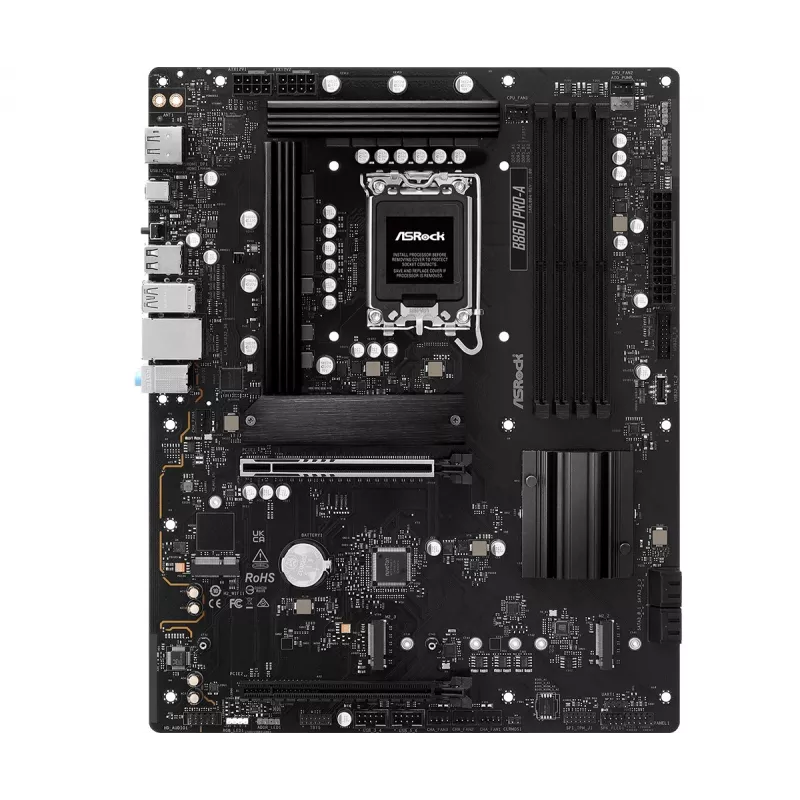 Mātesplate ASRock B860 Pro-A — Intel B860 ATX, LGA 1851, DDR5, 4x DIMM, 256GB, 2.5Gb LAN, 1x M.2, 4x SATA III