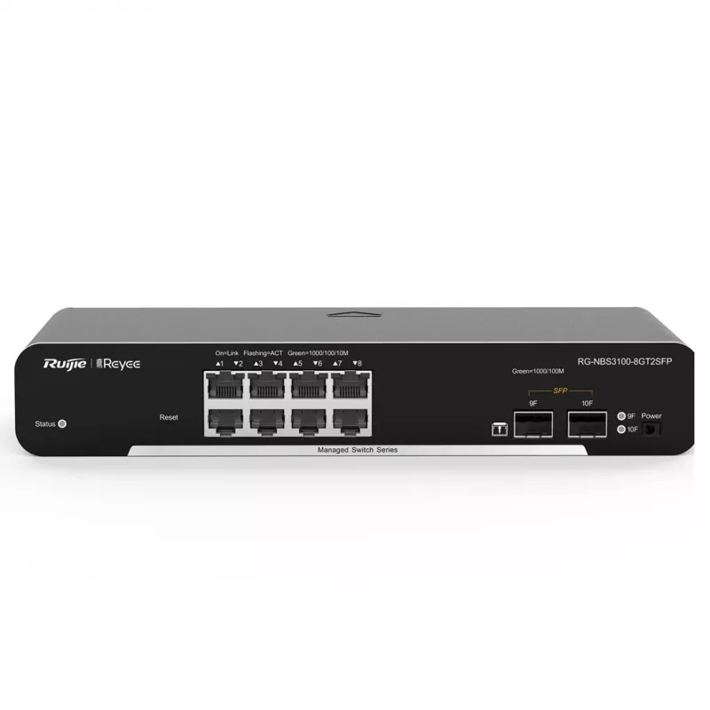 Ruijie Networks RG-NBS3100-8GT2SFP tīkla komutators Pārvaldāms L2 Gigabit Ethernet (10/100/1000) Melns