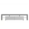 TV statīvs Cama Meble TORO 200 — 2000×350×410 mm, pelēka virsma no skaidu plātnes, pelēks/balts spīdums