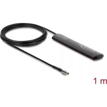 Ārējā LTE antena DELOCK 90711 TS9 vīrišķais savienotājs 1,5 dBi visvirziena fiksēta ar 1 m RG-174 kabeli uzlīmējamai āra montāžai, melna