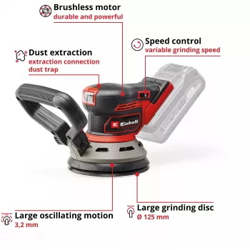 Grīdas slīpmašīna EINHELL TP‑RS 18/32 Li BL Solo — 24 000 RPM, melna/sarkana, 1,11 kg