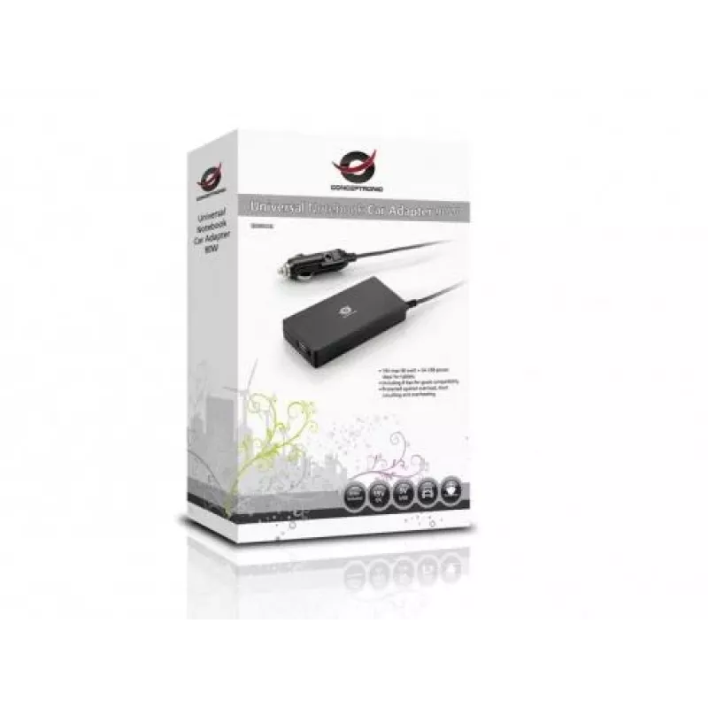 Conceptronic CNB90CAR barošanas adapteris/invertors Auto 90 W Melns