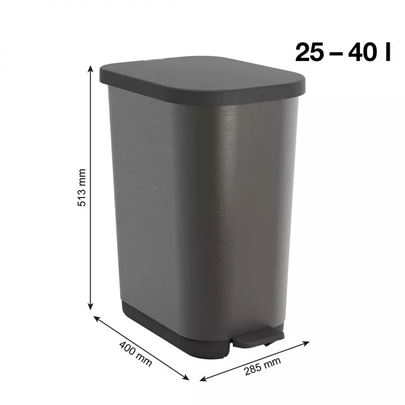 ROTHO Ribo Graphite - pedāļa tvertne – 35l