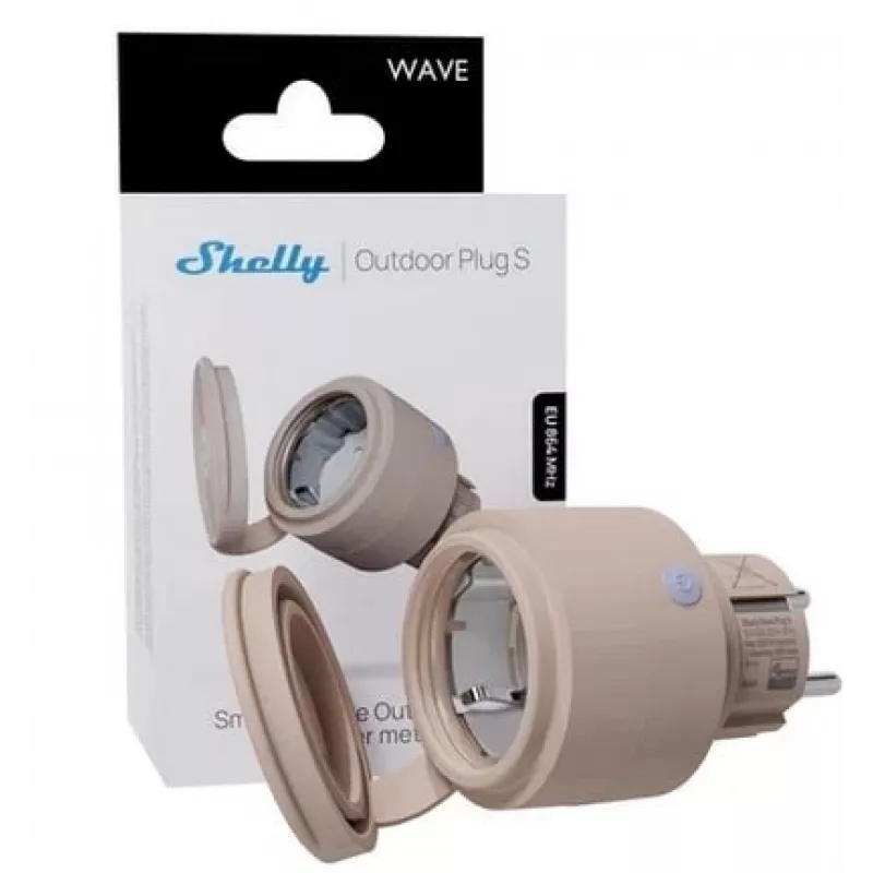 Viedā āra kontaktligzda Shelly Wave WiFi Control IP44 – 230V, 12A, 2500W, SmartStart, OTA, LED