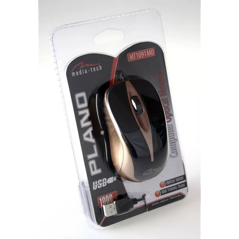 PLANO - Optiskā pele 800 Cpi, 3 pogas + ritināšanas ritenītis, USB saskarne (MT1091MO)