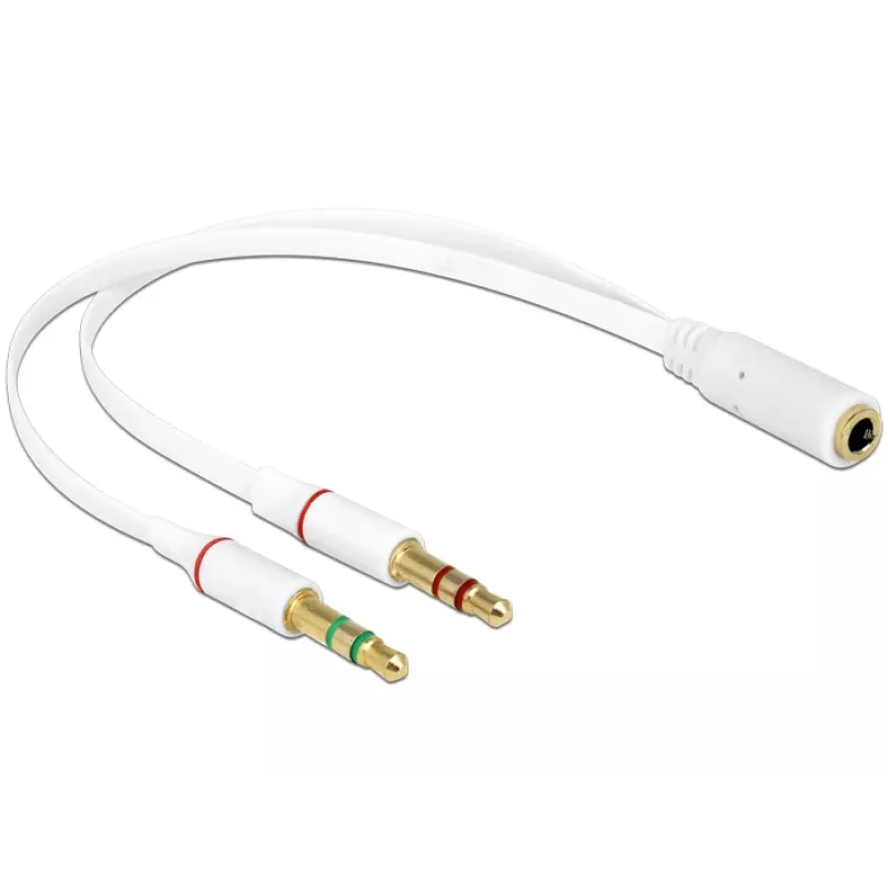 Audio kabelis DeLOCK 65585 0,2 m 2 x 3,5 mm vīrišķais uz 3,5 mm sievišķais balts