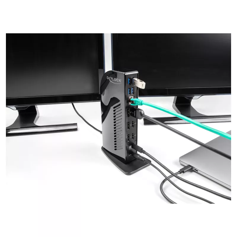 DeLOCK USB Type-C trīskāršā displeja dokstacija 4K USB centrmezgls LAN audio PD 96 W