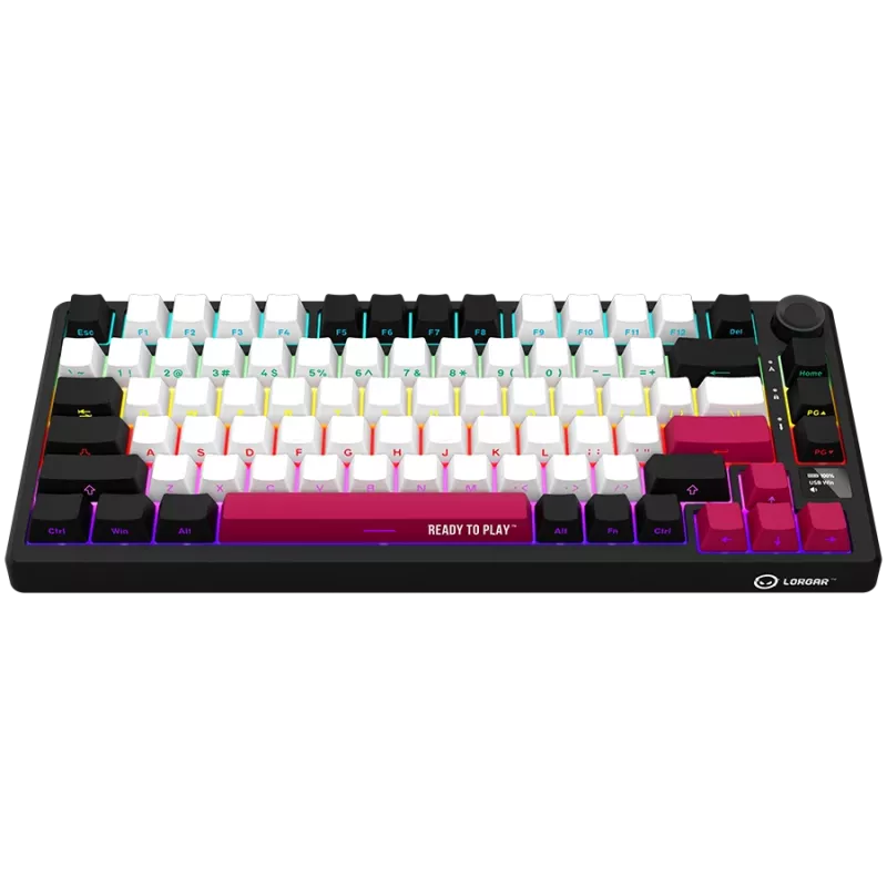Mehāniskā spēļu tastatūra LORGAR KBP7075W — bezvadu, Melna, Red slēdži, EN izkārtojums