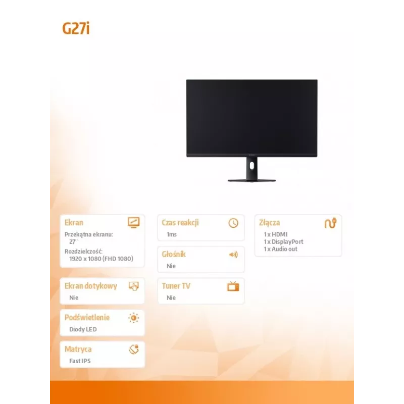 27 collu datora monitors Xiaomi G27i 2026, 1920×1080 Full HD IPS LCD, 1 ms, 400 cd/m², VESA, melns