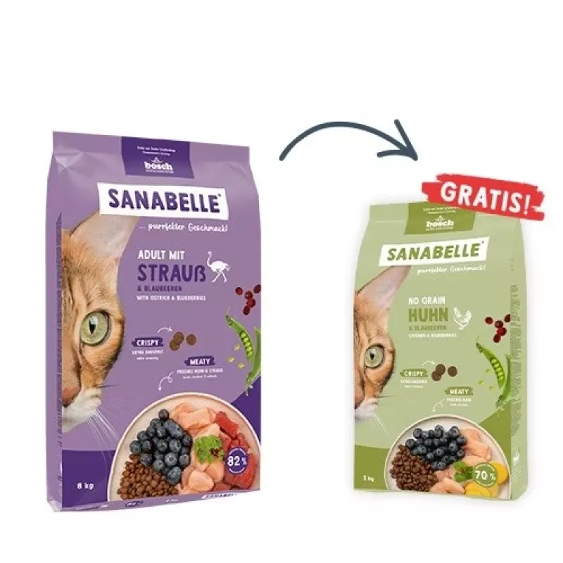 BOSCH Sanabelle Adult Ostrich & Blueberries - sausā kaķu barība - 2kg