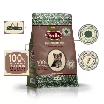FOLK Small breeds Traditional polish meat feast with rabbit, lamb and quail - sausā suņu barība - 1,6kg