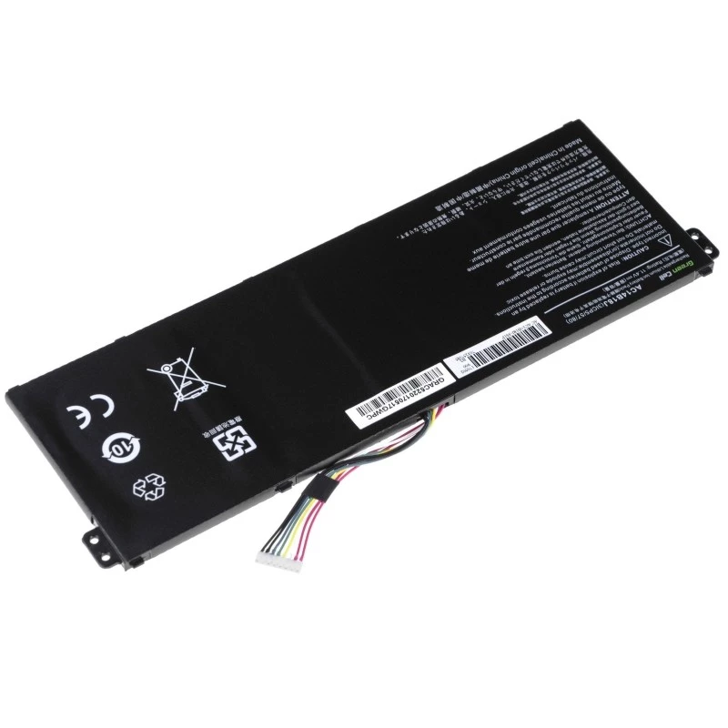 Baterija zaļa Cell AC52 priekš Acer Aspire E11 ES1-111M ES1-131 E15 ES1-512 Chromebook CB3-111 CB5-311, 11.4V 2200mAh Li-Ion, 3 elementi, melna