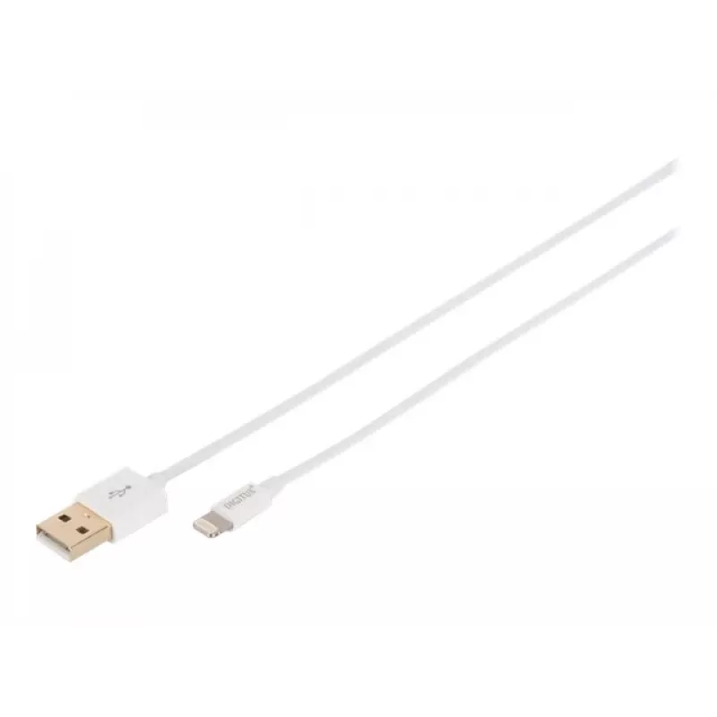 DIGITUS - Lightning kabelis - Lightning (vīr.) uz USB (vīr.) - 1,0 m - dubultā izolācija - balts - veidots - Apple iPad/iPhone/iPod (Lightning) (DB-600106-010-W)