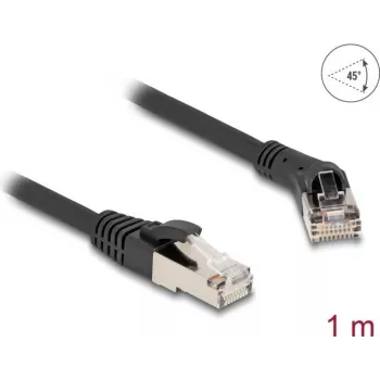 Tīkla kabelis DeLOCK RJ45 Cat.8.1 S/FTP 45° leņķī 1m melns