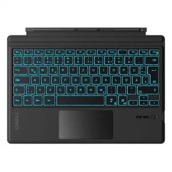 Inateck QWERTZ Bluetooth tastatūra KB02027 — melna, skārienpaliktnis, iebūvēta 500 mAh baterija, Bluetooth Surface Pro sērijai