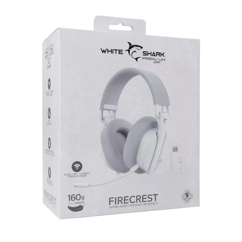 Austiņas White Shark WGH-2444 Firecrest balta