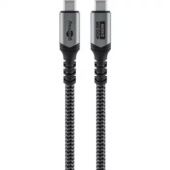 Goobay USB C kabelis ar pīto apvalku, USB4, 240 W, 40 Gbit/s, Power Delivery, 1,5 m (1,50 m, USB 4.0, 240 W), USB kabelis