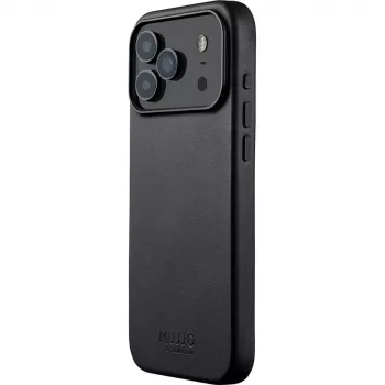Mujjo Full Leather Case vāciņš priekš iPhone 17 Pro Max Melns