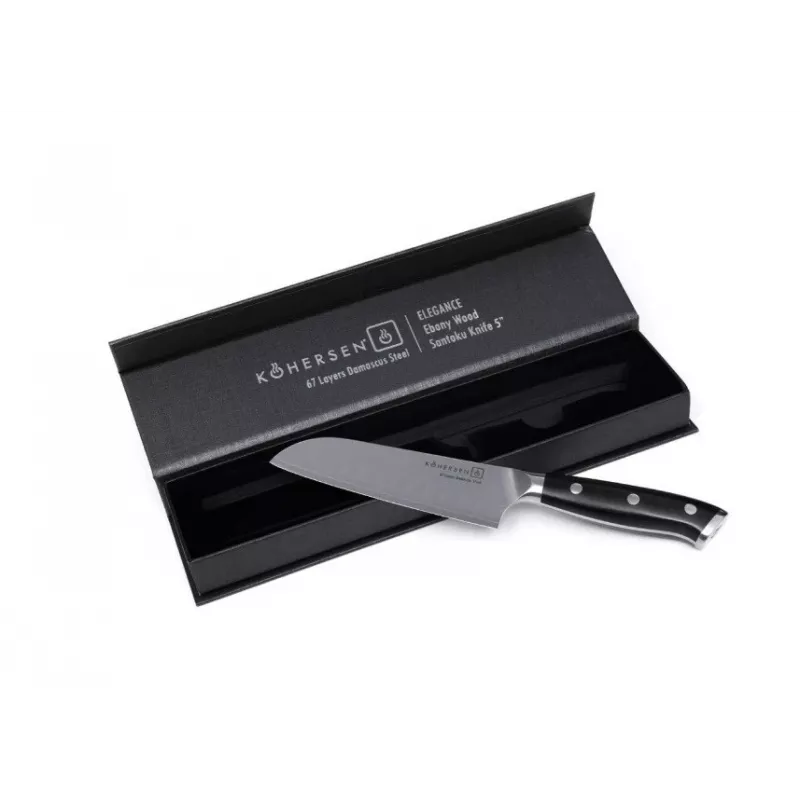 Kohersen Elegance Ebony Wood Santoku nazis Damaskas tērauds 12,7 cm