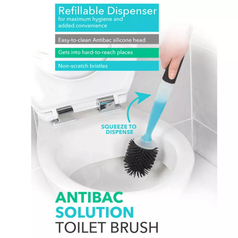 Tualetes birste Beldray LA033996UFFEU7 Antibac pelēka, antibakteriāla tualetes tīrīšanas birste
