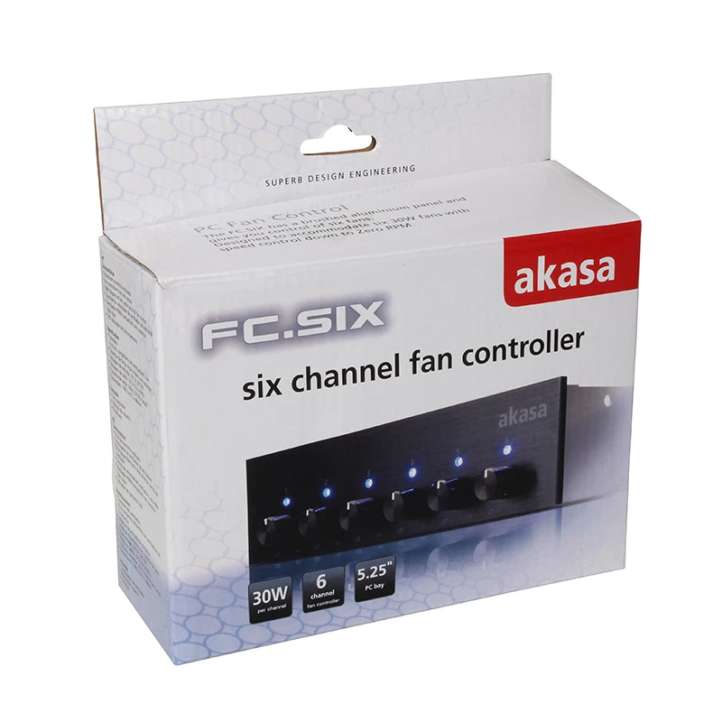Ventilatora ātruma kontrolieris Akasa AK-FC-08BKV2 melns 6 kanālu