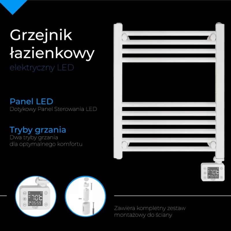LED elektriskais vannas istabas radiators | AD 7823 | Radiators | 400 W | Balts | IP24