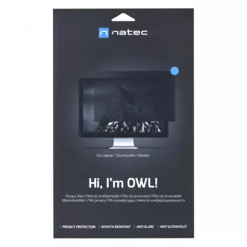 Frameless displeja privātuma filtrs NATEC Owl 24 collu (61 cm) LCD monitoram, 531 x 298 mm, 16:9, saderīgs ar skārienekrānu