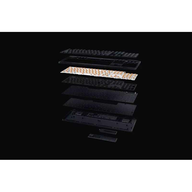 Spēļu klaviatūra Razer MelnsWidow V4 Low-profile Wireless — zema profila mehāniskie taustiņi, Bluetooth un 2,4 GHz