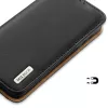 Dux Ducis Dux Ducis Hivo ādas maciņš ar atloku, dabīgās ādas kabatas futrālis kartēm un dokumentiem Samsung Galaxy S22+ (S22 Plus) melns